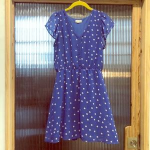Blue, summer polka dotted dress- medium